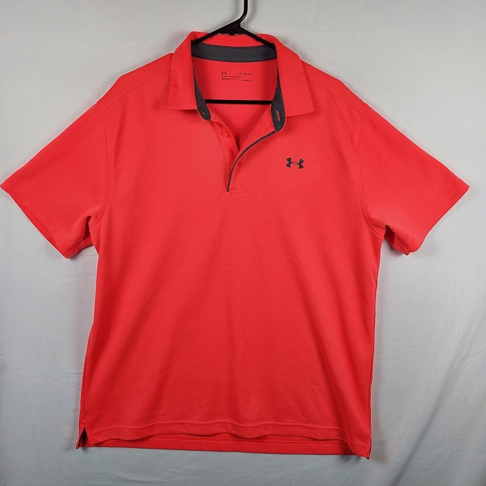 Under Armour HeatGear Polo Men’s XL Red Loose Fit Performance Shirt